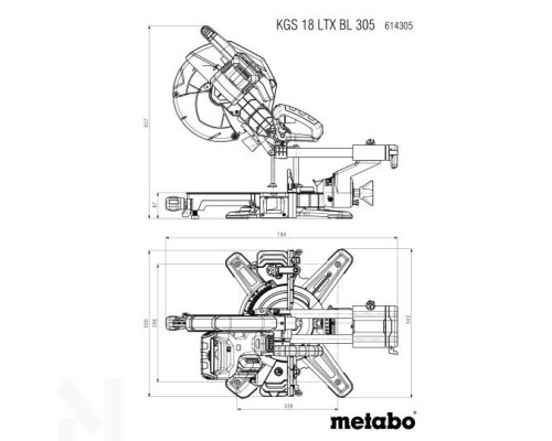 Пила торцювальна акумуляторна Metabo KGS 18 LTX BL 305