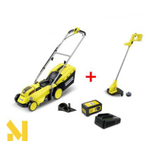 Набір Karcher газонокосарка LMO 18-33 + тример LTR 18-25 + швидкозарядний комплект