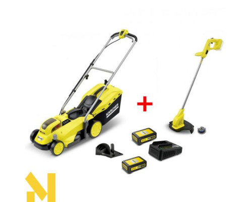 Набір Karcher газонокосарка LMO 18-33 + триммер LTR 18-25 + швидкозарядний комплект + акумулятор