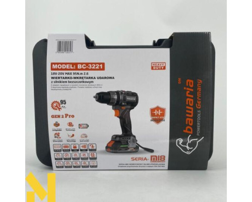 Дриль-шуруповерт акумуляторний BAWARIA BC-3221 безщітковий