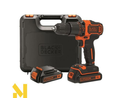 Дриль-шуруповерт акумуляторний ударний Black&Decker BDCHD18KB