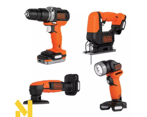 Набір інструментів акумуляторних BLACK&DECKER BDCK123S2S (BDCHD12S1 + BDCDS12N + BDCJS12N + BDCCF12N)