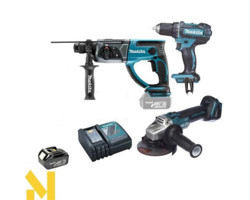 Набір інструментів акумуляторних Makita DLX3160 (DGA504, DHR202, DDF482)