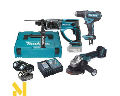 Набір інструментів акумуляторних Makita DLXMUA504B (DGA504Z + DDF482Z + DHR202Z)