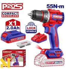 Дриль-шуруповерт акумуляторний EMTOP ECDL205582