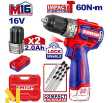 Дриль-шуруповерт акумуляторний EMTOP ECIDL16682