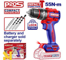 Дриль-шуруповерт ударний акумуляторний EMTOP ECIDL205581 (без АКБ та ЗП)