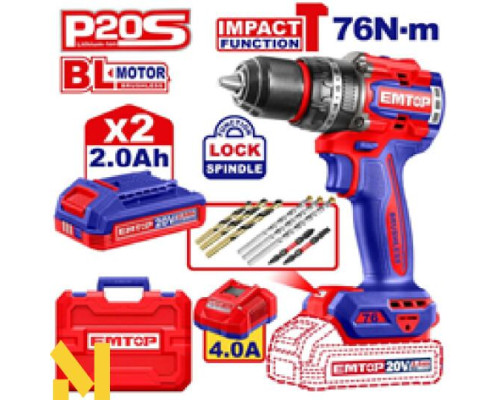 Дриль-шуруповерт акумуляторний EMTOP ECIDL207686