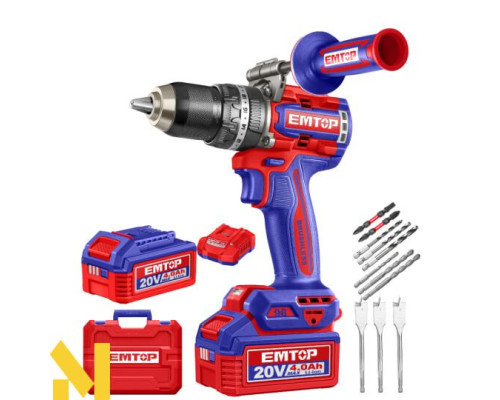Дриль-шуруповерт ударний акумуляторний EMTOP ECIDL209686