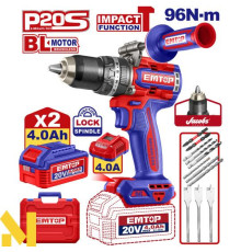 Дриль-шуруповерт ударний акумуляторний EMTOP ECIDL209686