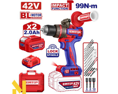 Дриль-шуруповерт акумуляторний EMTOP ECIDL429982