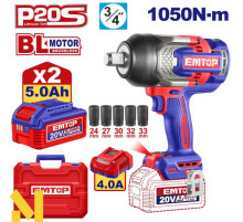 Гайковерт ударний акумуляторний EMTOP ECIWL20105