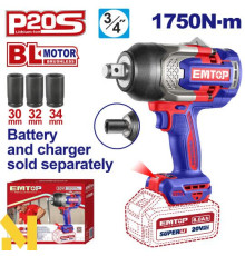 Гайковерт акумуляторний ударний EMTOP ECIWL20175