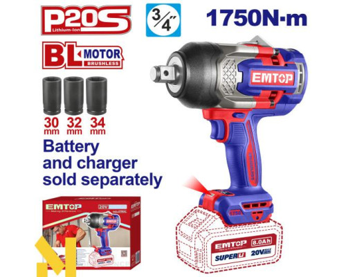 Гайковерт акумуляторний EMTOP ECIWL201751 (без АКБ та ЗП)