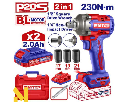 Гвинтоверт акумуляторний EMTOP ECIWL20236