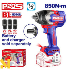 Гайковерт акумуляторний EMTOP ECIWL20851 (без АКБ та ЗП)