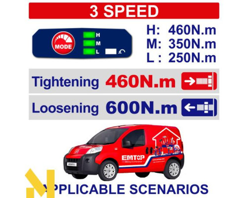 Гайковерт акумуляторний ударний EMTOP ECIWL42461
