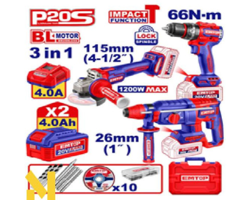 Набір інструментів акумуляторних EMTOP ECKL202598