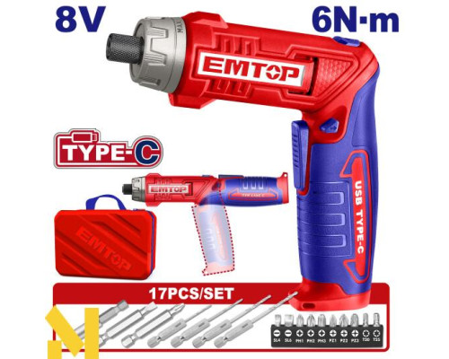 Викрутка акумуляторна EMTOP ECSR0803