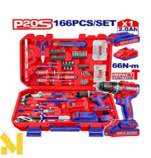 Дриль-шуруповерт акумуляторний EMTOP EEDK16601+ набір інструментів 166 шт.