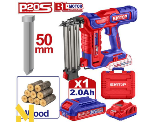 Цвяхозабивач акумуляторний EMTOP ELBNLI5008