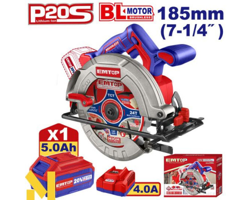 Пила дискова акумуляторна EMTOP ELCS18513