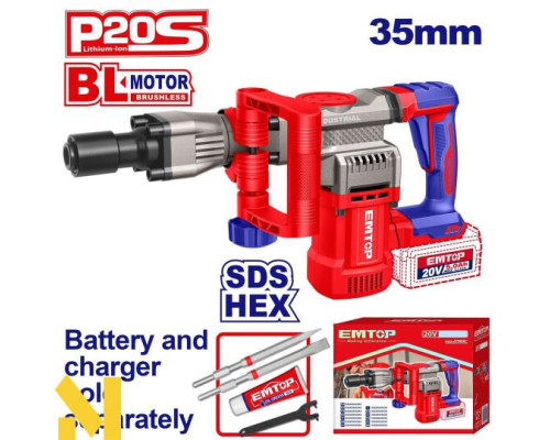 Відбійний молоток акумуляторний EMTOP ELDB20358 (без АКБ та ЗП)