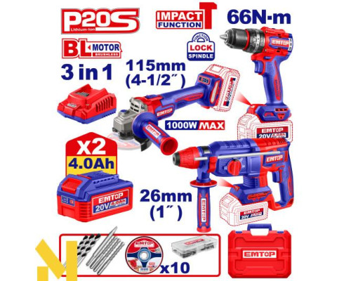 Набір інструментів акумуляторних EMTOP ELOSLI241198