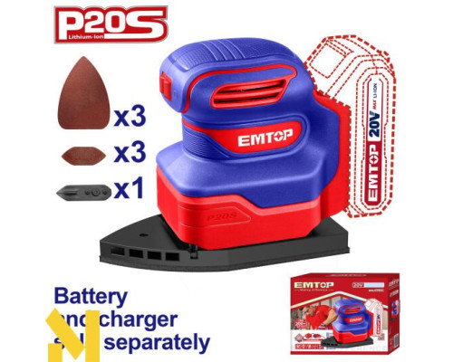 Шліфмашина дельтовидна акумуляторна EMTOP ELPS2014 (без АКБ та ЗП)