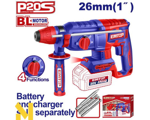 Перфоратор акумуляторний EMTOP ELRH20268 (без АКБ та ЗП)