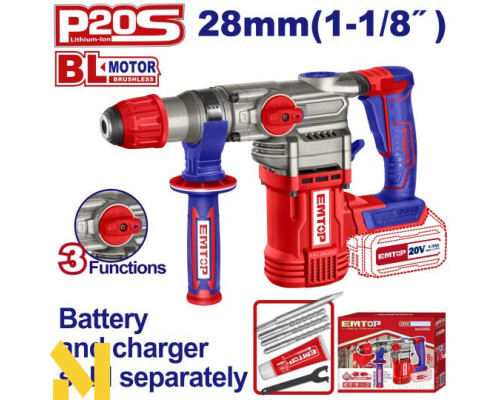 Перфоратор акумуляторний EMTOP ELRH20288 (без АКБ та ЗП)