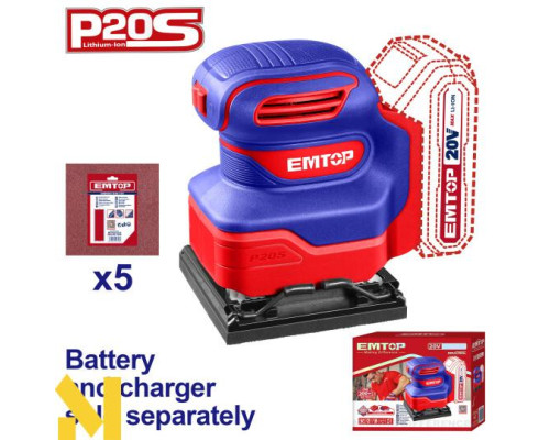 Шліфмашина акумуляторна EMTOP ELSHS2014 (без АКБ та ЗП)