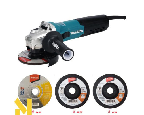 Болгарка (кутова шліфмашина) Makita GA5092X01 + D-75530 (25 шт.) + B-18574 (5 шт.) + B-18552 (5 шт.)