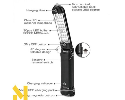 Ліхтар світлодіодний (Micro USB 5V) TOPTUL JJAT0105