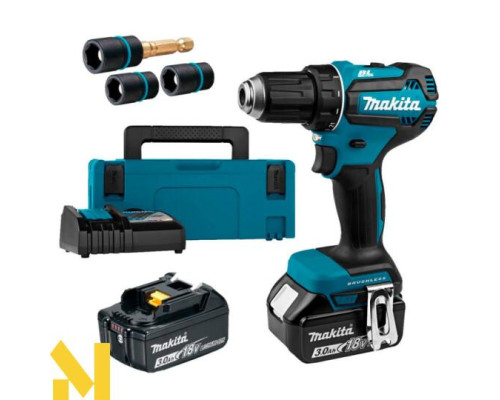 Дриль-шуруповерт акумуляторний Makita SET-DDF485RFJ-0825 (2 АКБ BL1830B + DC18RC + кейс Makpac + головки B-40375