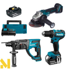 Набір акумуляторних інструментів Makita SET-DGA504Z-0825 (DGA504Z + DHR202Z + DDF485SFJ +  2 АКБ ВL1830 + DC18SD)