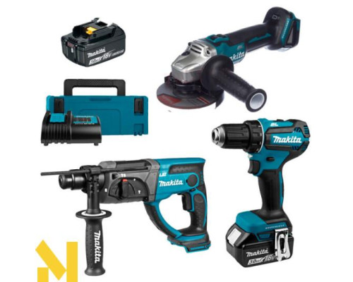 Набір акумуляторних інструментів Makita SET-DGA504Z-0825 (DGA504Z + DHR202Z + DDF485SFJ +  2 АКБ ВL1830 + DC18SD)
