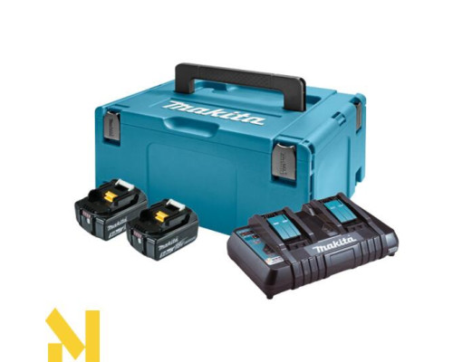 Газонокосарка акумуляторна Makita DLM466Z + 197629-2 (BL1850B x 2, DC18RD, Makpac3)