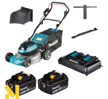 Газонокосарка акумуляторна Makita DLM466Z + 197629-2 (BL1850B x 2, DC18RD, Makpac3)