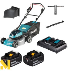 Газонокосарка акумуляторна Makita DLM466Z + 197629-2 (BL1850B x 2, DC18RD, Makpac3)
