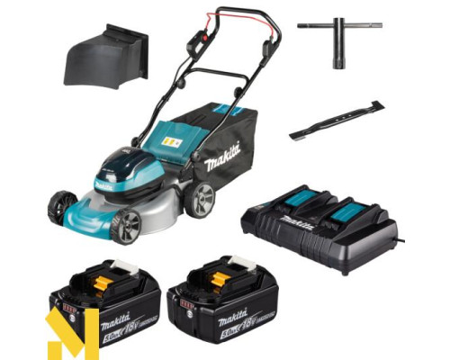 Газонокосарка акумуляторна Makita DLM466Z + 197629-2 (BL1850B x 2, DC18RD, Makpac3)