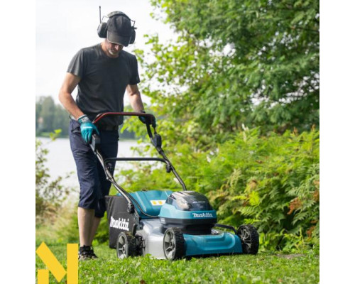 Газонокосарка акумуляторна Makita DLM466Z + 197629-2 (BL1850B x 2, DC18RD, Makpac3)