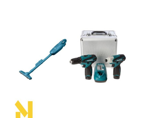 Набір інструментів акумуляторних Makita LCT204 (DF330DWE + TD090D) + пилосос акумуляторний Makita CL102DZX