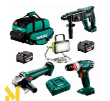 Набір інструментів акумуляторних Metabo W 18 7-125 + BS 18 Quick + KH 18 LTX 24 + BSA 14.4-18 LED, 2 акб 18V 4 Ah, з/п ASC 55 в сумці