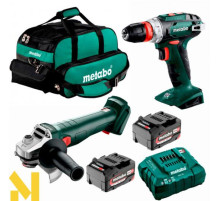 Набір інструментів акумуляторних Metabo W 18 7-125 + BS 18 Quick, 2 акб 18V 4 Ah, з/п ASC 55 в сумці