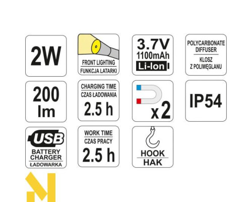 Ліхтар акумуляторний Yato YT-08501