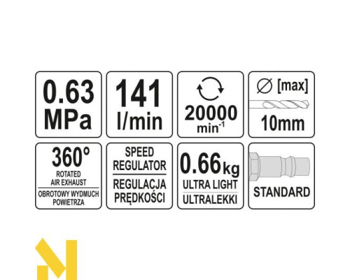 Дриль пневматичний Yato YT-09695