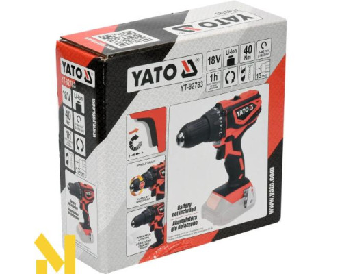 Дриль-шуруповерт акумуляторний Yato YT-82783 (без АКБ та ЗП)
