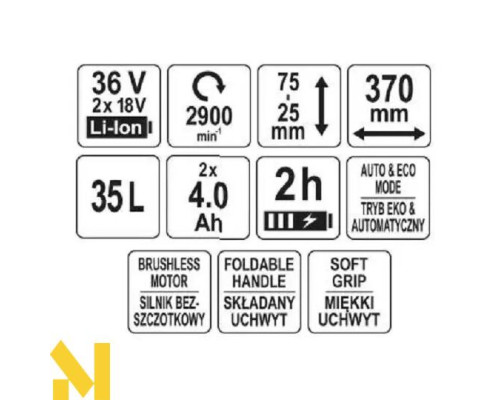 Газонокосарка акумуляторна YATO YT-85222