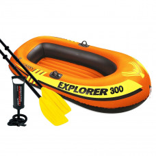 Двомісний надувний човен Intex 58332 Explorer 300 Set, 211 х 117 см, (весла, ручний насос). 2-х камерна